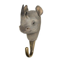 Load image into Gallery viewer, Hand Carved Wall Hook - Rhino