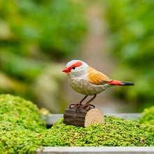 Load image into Gallery viewer, Hand Carved Deco Bird - Red Browed Finch