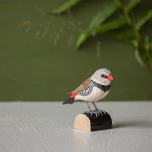 Load image into Gallery viewer, Hand Carved Deco Bird - Diamond Firetail