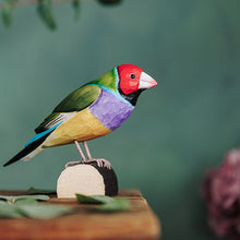 Load image into Gallery viewer, Hand Carved Deco Bird - Gouldian Finch