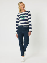 Load image into Gallery viewer, Gordon Smith Clover Stripe Top - Navy Stripe