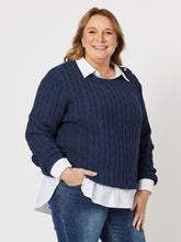 Load image into Gallery viewer, Extra large - Gordon Smith Kala Cable Knit Women Jumper - Navy