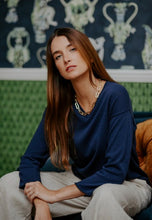 Load image into Gallery viewer, Bridge & Lord Cotton V Neck Jumper - Blue