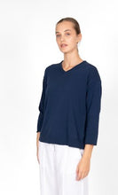 Load image into Gallery viewer, Bridge & Lord Cotton V Neck Jumper - Navy