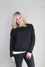 Load image into Gallery viewer, Australian Made Womens Cropped Cable knit Merino Wool Jumper in Navy