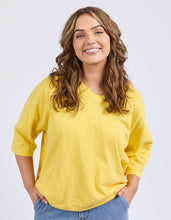 Load image into Gallery viewer, ELM Mazie Cotton V Neck Tee - Lemon