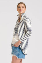 Load image into Gallery viewer, Est1971 Raw L/S Collared Tee - White/Navy Stripe