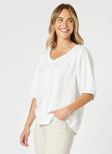 Load image into Gallery viewer, Gordon Smith Lino V Neck Top - White