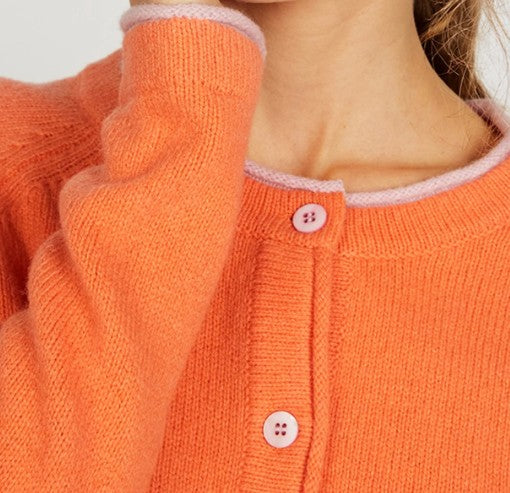 Irelands Eye Killiney Wool/Cashmere Cardigan Coral