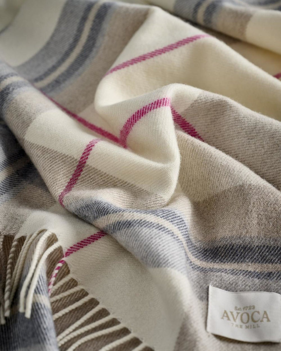 Avoca Ireland Merino Wool Wide Scarf Gift Boxed Rome Check Monty & Moo