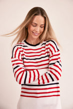 Load image into Gallery viewer, See Saw Merino Wool Stripe Jumper - Navy/Cream/Red