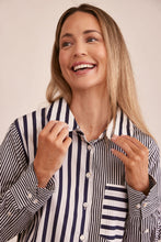 Load image into Gallery viewer, See Saw Cotton 2 Way Stripe Shirt - Navy/White