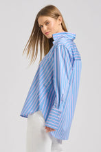 Load image into Gallery viewer, Shirty Elodie Girlfriend Shirt - Blue/Pink Stripe