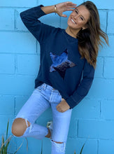 Load image into Gallery viewer, Sophie Moran Zip Star Sweatshirt - Navy/Navy Sequin
