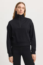 Load image into Gallery viewer, Toorallie Lounge Cropped 1/2 Zip Jumper - Black