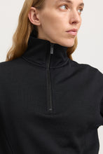 Load image into Gallery viewer, Toorallie Lounge Cropped 1/2 Zip Jumper - Black