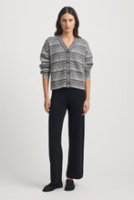 Load image into Gallery viewer, Toorallie Merino Wool Diamond Cable Cardigan - Black & White