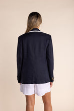 Load image into Gallery viewer, Two T's Linen Blend Blazer - Navy & White Trim