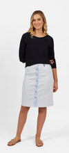 Load image into Gallery viewer, Vassalli Knee Length Skirt with Contrast Buttons - Sky Blue