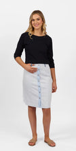 Load image into Gallery viewer, Vassalli Knee Length Skirt with Contrast Buttons - Sky Blue