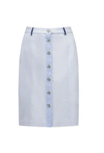 Load image into Gallery viewer, Vassalli Knee Length Skirt with Contrast Buttons - Sky Blue