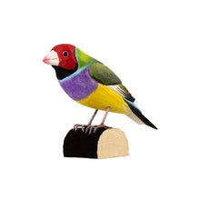 Load image into Gallery viewer, Hand Carved Deco Bird - Gouldian Finch