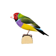 Load image into Gallery viewer, Hand Carved Deco Bird - Gouldian Finch