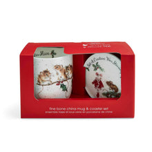 Load image into Gallery viewer, Royal Worcester Wrendale Mug & Coaster Set - Winter Mice