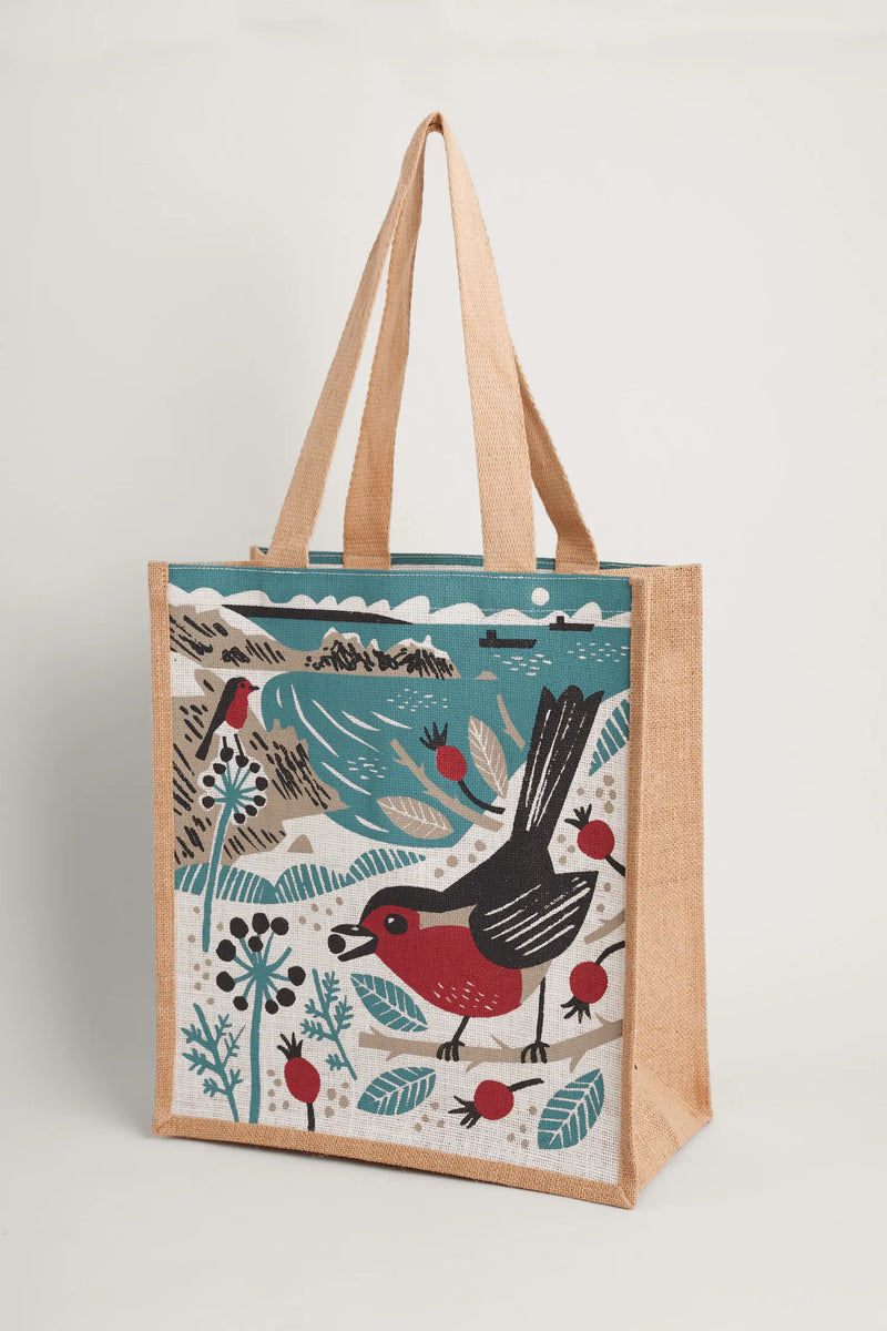 Seasalt Cornwall Jute Shopper Porthcurno Robin Bisque Monty Moo