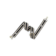 Load image into Gallery viewer, Adjustable Cotton Bag Strap - Black & Beige with Silver Stars