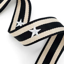 Load image into Gallery viewer, Adjustable Cotton Bag Strap - Black & Beige with Silver Stars