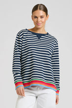Load image into Gallery viewer, Est1971 Cotton Zipside Sweat - Navy Stripe/Rainbow