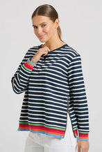 Load image into Gallery viewer, Est1971 Cotton Zipside Sweat - Navy Stripe/Rainbow