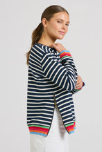 Load image into Gallery viewer, Est1971 Cotton Zipside Sweat - Navy Stripe/Rainbow