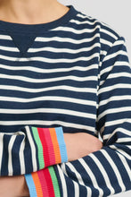 Load image into Gallery viewer, Est1971 Cotton Zipside Sweat - Navy Stripe/Rainbow