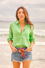 Load image into Gallery viewer, Shirty Girlfriend Linen Shirt - Apple Green