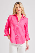 Load image into Gallery viewer, Shirty Girlfriend Linen Shirt - Raspberry
