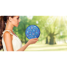 Load image into Gallery viewer, Simple untwist this compact and handy portable fan. Folds up into it's own little bag. Great for the handbag.