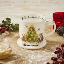 Load image into Gallery viewer, Royal Worcester Wrendale Mug & Coaster Set - Oh Christmas Tree