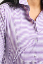 Load image into Gallery viewer, Shirty Chloe Classic Bib Front Shirt - Purple Stripe