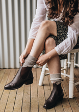 Load image into Gallery viewer, Lindner Australian Made Ribbed Merino Wool Socks - Narrawa Cream/Light Brown