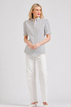 Load image into Gallery viewer, Shirty Serena Short Sleeve Shirt - White/Navy Spot