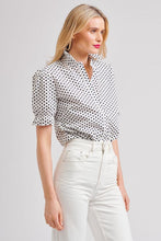Load image into Gallery viewer, Shirty Serena Short Sleeve Shirt - White/Navy Spot