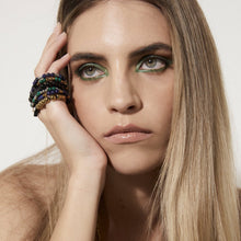 Load image into Gallery viewer, Silk & Steel Sequence Bracelet - Green Malachite/Silver