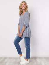 Load image into Gallery viewer, Threadz Button Through V Neck Top - Blue Floral