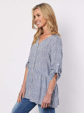 Load image into Gallery viewer, Threadz Button Through V Neck Top - Blue Floral