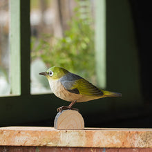 Load image into Gallery viewer, Hand Carved Deco Bird - Silver Eye