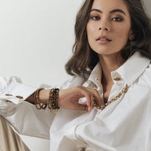 Load image into Gallery viewer, Silk & Steel Super Cross Bracelet - Tigers Eye/Silver