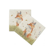 Load image into Gallery viewer, Kate of Kensington Pair of Coasters - Fox in Grass
