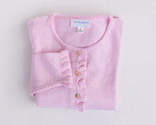 Load image into Gallery viewer, Caroline Gleeson NZ Superfine Merino Frill Trim Cardigan - Cherryblossom